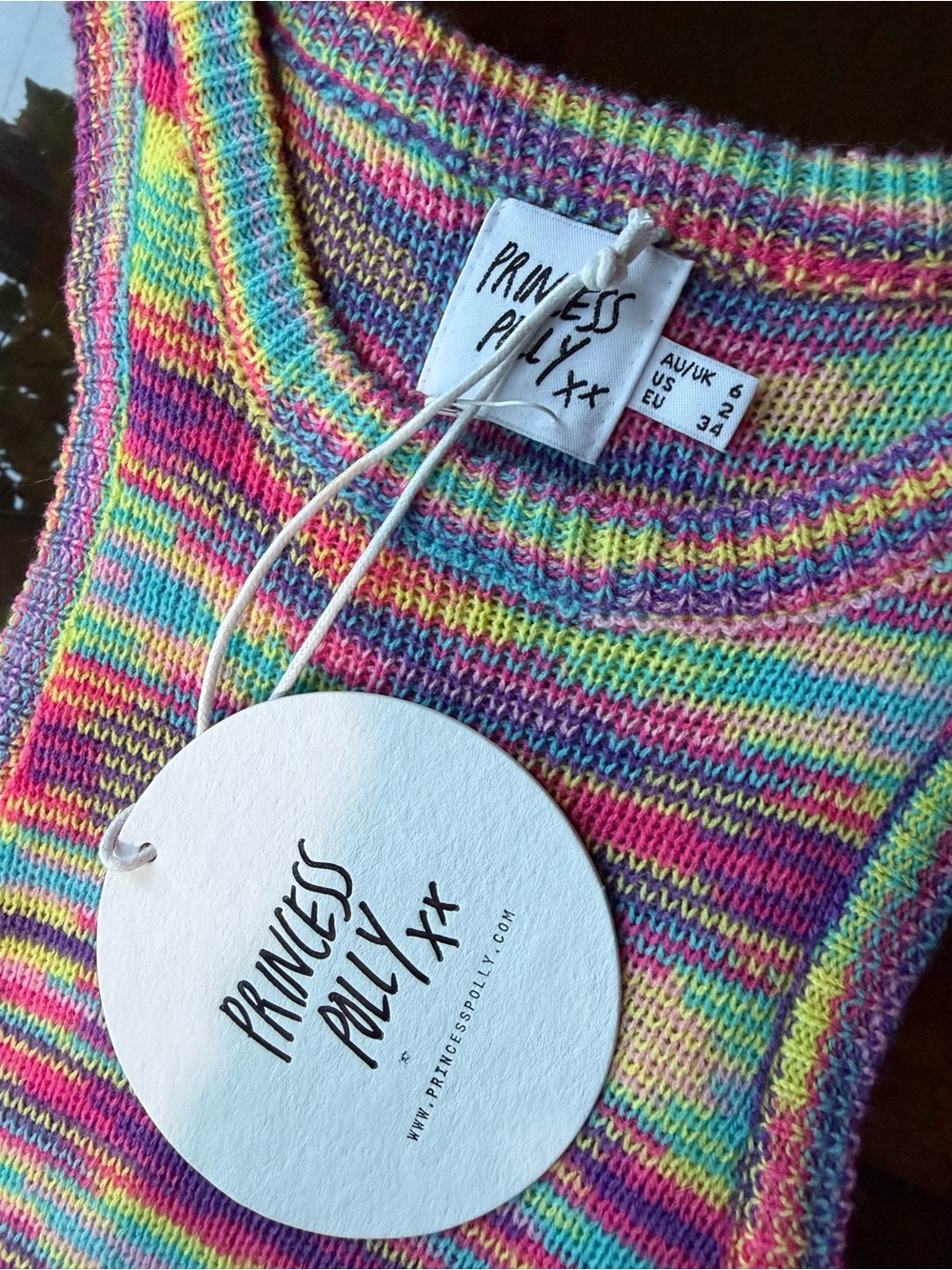 Princess Polly Elish Rainbow Knit Bodycon Mini Dress Size 2 NWT - Picture 3 of 9
